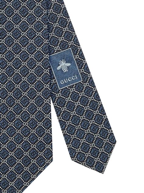 gucci blue silk tie